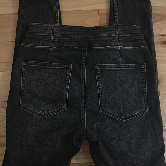 We The Free People Curvy Lovers Knot Black High Waist Lace Up Skinny Jeans 25 - Picture 10 of 12